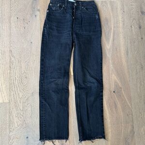 Zara women’s black straight leg high waist denim jeans pants size 0